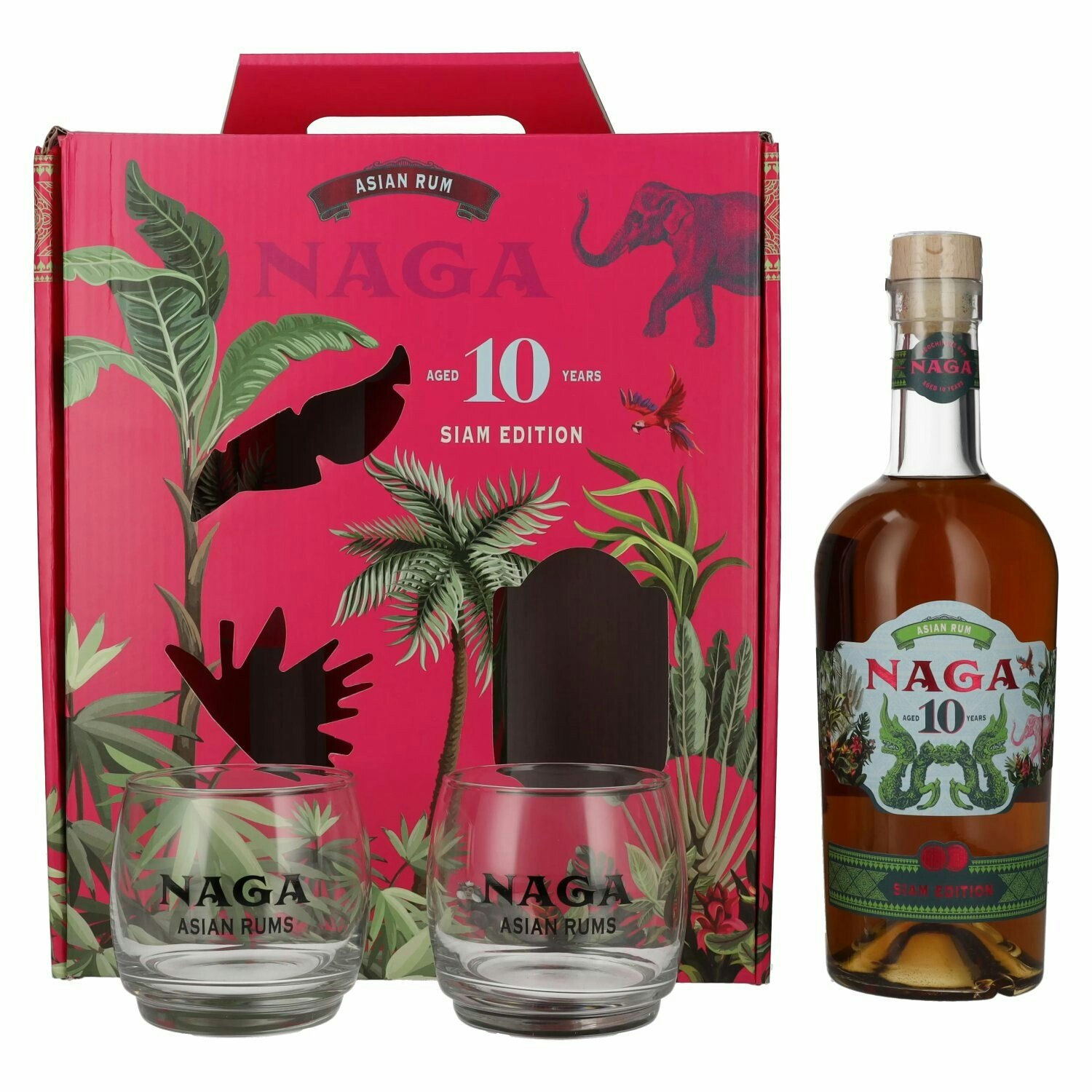 Naga 10 Years Old Asian Rum SIAM EDITION 40% Vol. 0,7l in Giftbox with 2 glasses