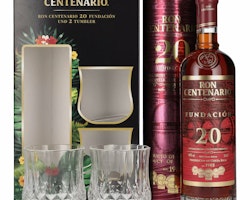 Ron Centenario FUNDACIÓN 20 Sistema Solera Rum 40% Vol. 0,7l in Giftbox with 2 Tumbler