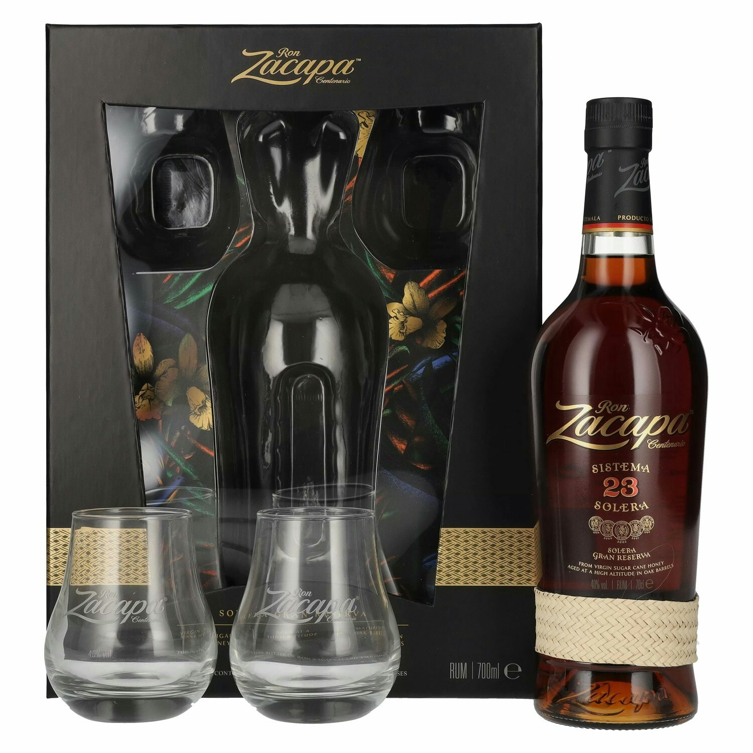 Ron Zacapa Centenario 23 SISTEMA SOLERA Gran Reserva Limited Edition Design 40% Vol. 0,7l in Giftbox with 2 glasses