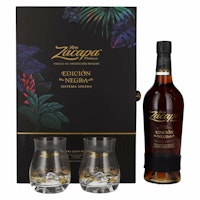 Ron Zacapa Centenario EDICIÓN NEGRA Sistema Solera Gran Reserva 43% Vol. 0,7l in Giftbox with 2 glasses