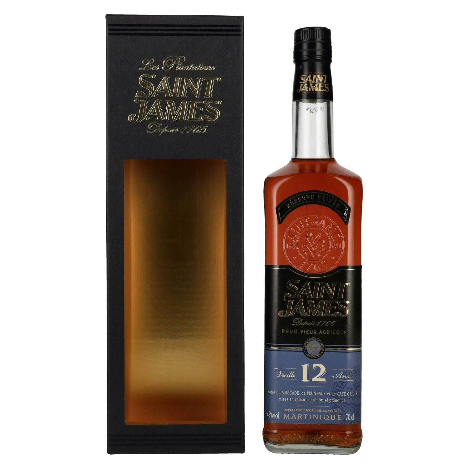Saint James 12 Ans Rhum Vieux Agricole 43% Vol. 0,7l in Giftbox