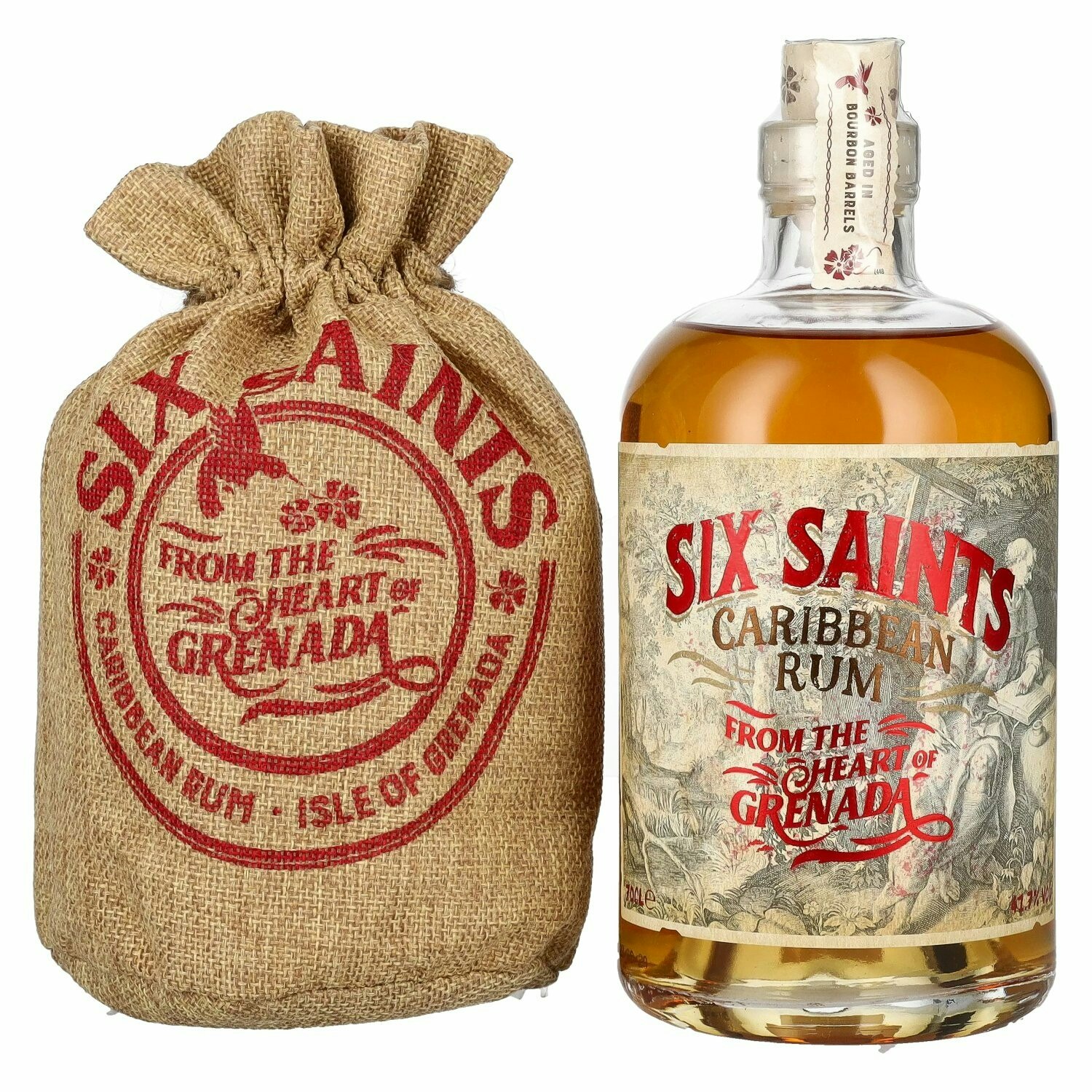 Six Saints Caribbean Rum 41,7% Vol. 0,7l im Leinensackerl