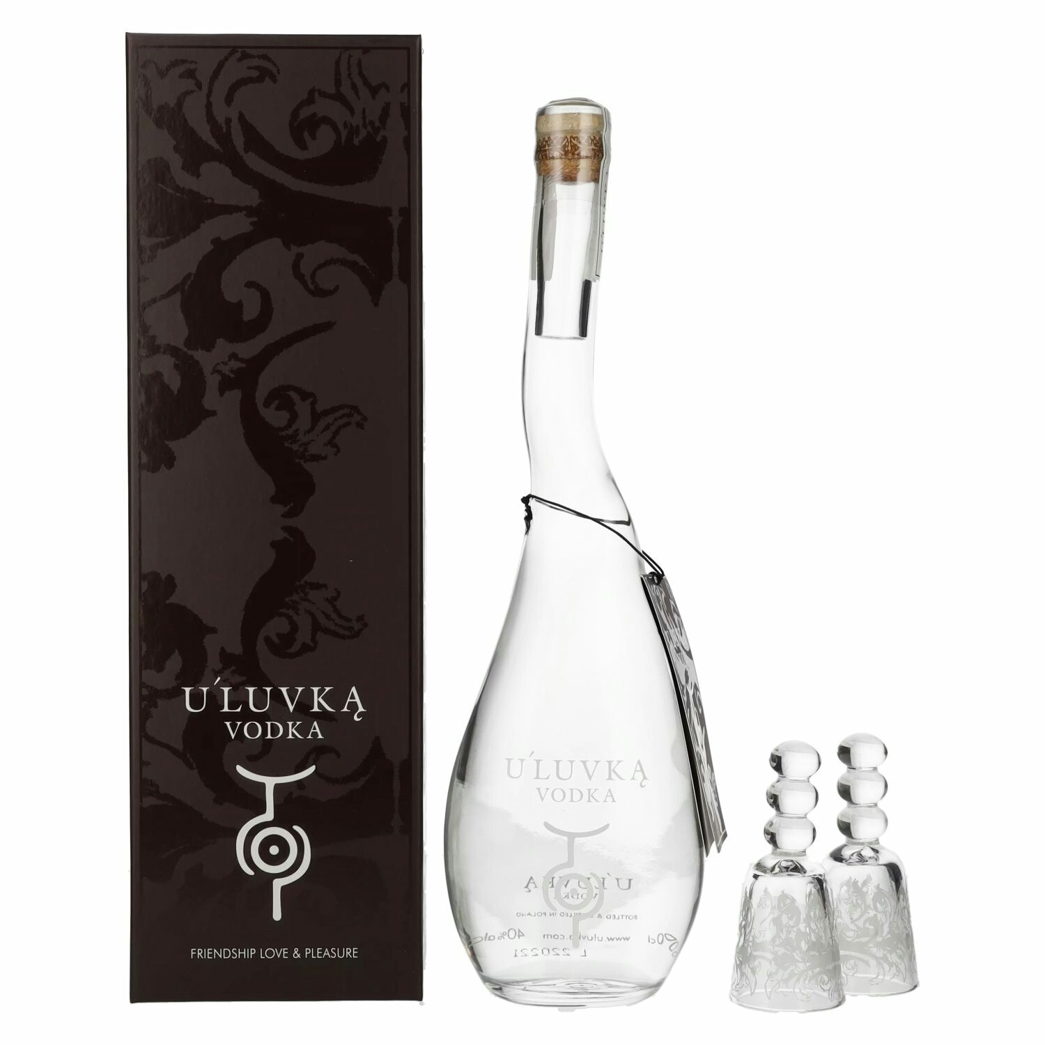 U'Luvka Vodka 40% Vol. 0,7l in Giftbox with 2 glasses