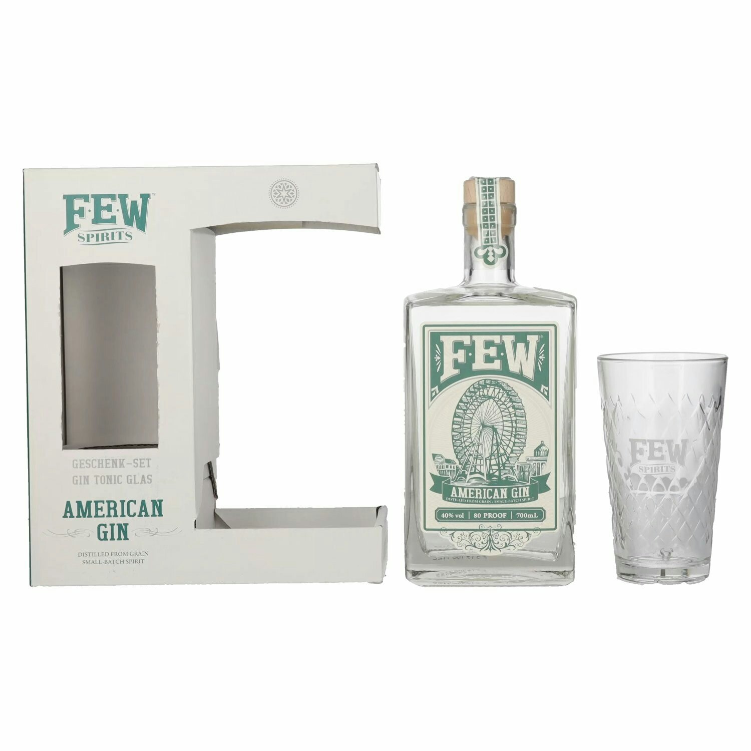 FEW American Gin 40% Vol. 0,7l in Giftbox with glass