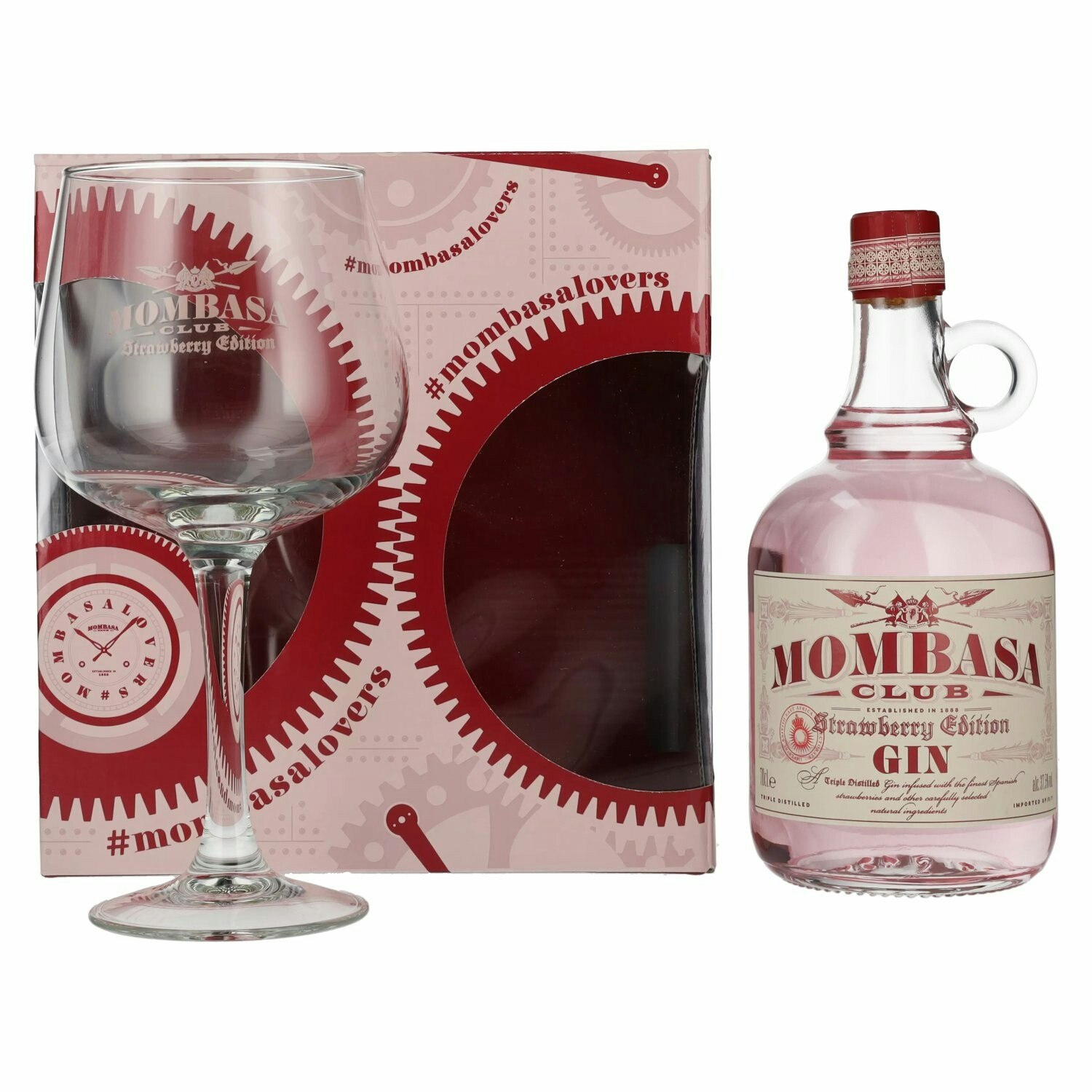 Mombasa Club Strawberry Edition Gin 37,5% Vol. 0,7l in Giftbox with glass