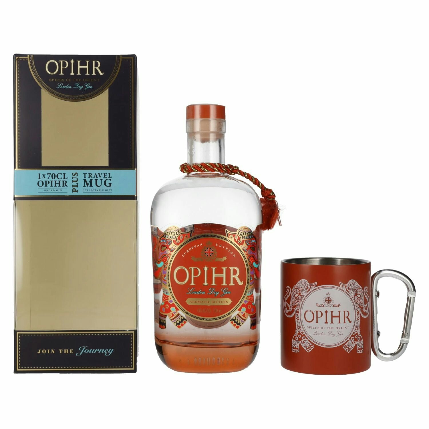 Opihr London Dry Gin EUROPEAN EDITION 43% Vol. 0,7l in Giftbox with Travel Mug