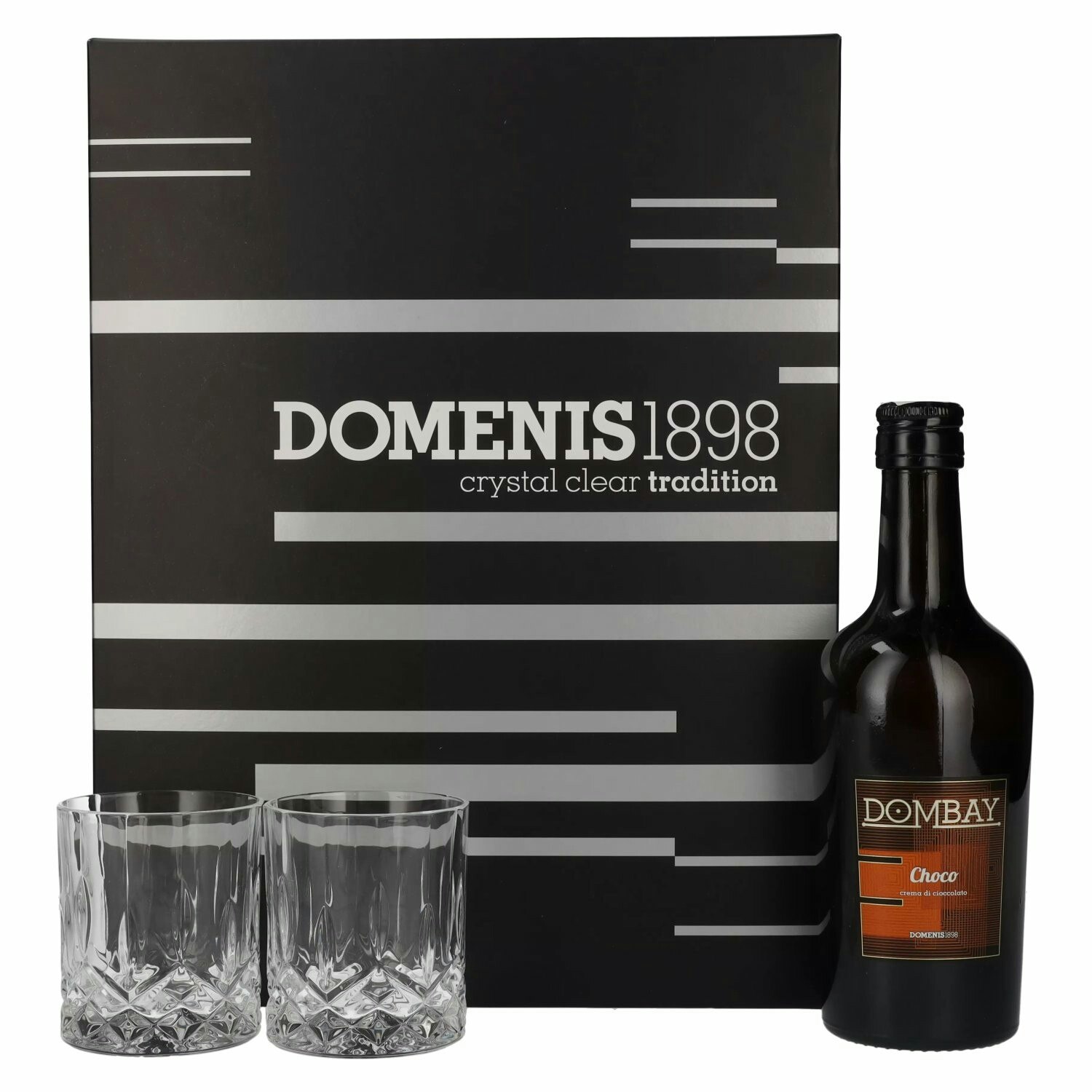 Domenis 1898 DOMBAY Choco crema di cioccolato 17% Vol. 0,5l in Giftbox with 2 glasses