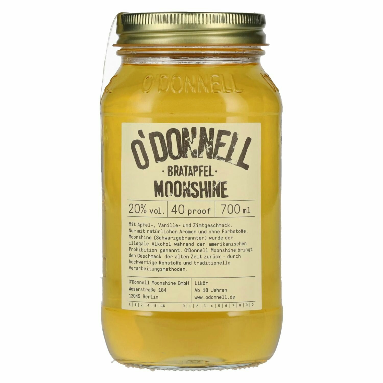 O'Donnell Moonshine BRATAPFEL Likör 20% Vol. 0,7l