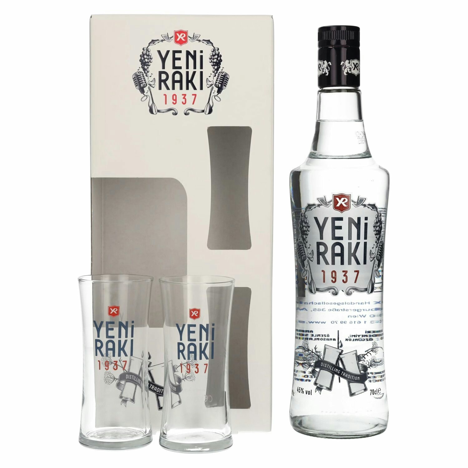 Yeni Raki 45% Vol. 0,7l in Giftbox with 2 glasses