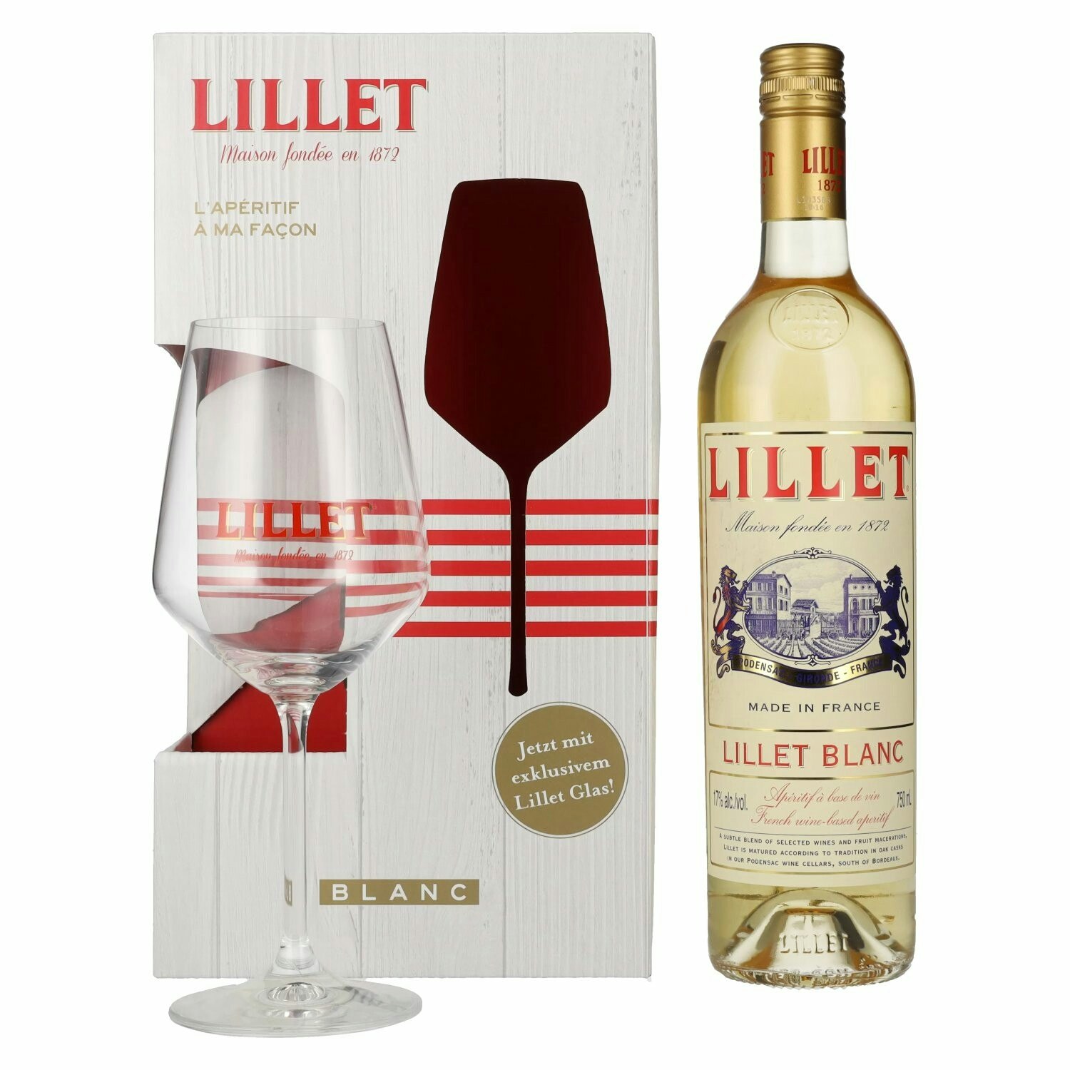 Lillet Blanc 17% Vol. 0,75l in Giftbox with glass