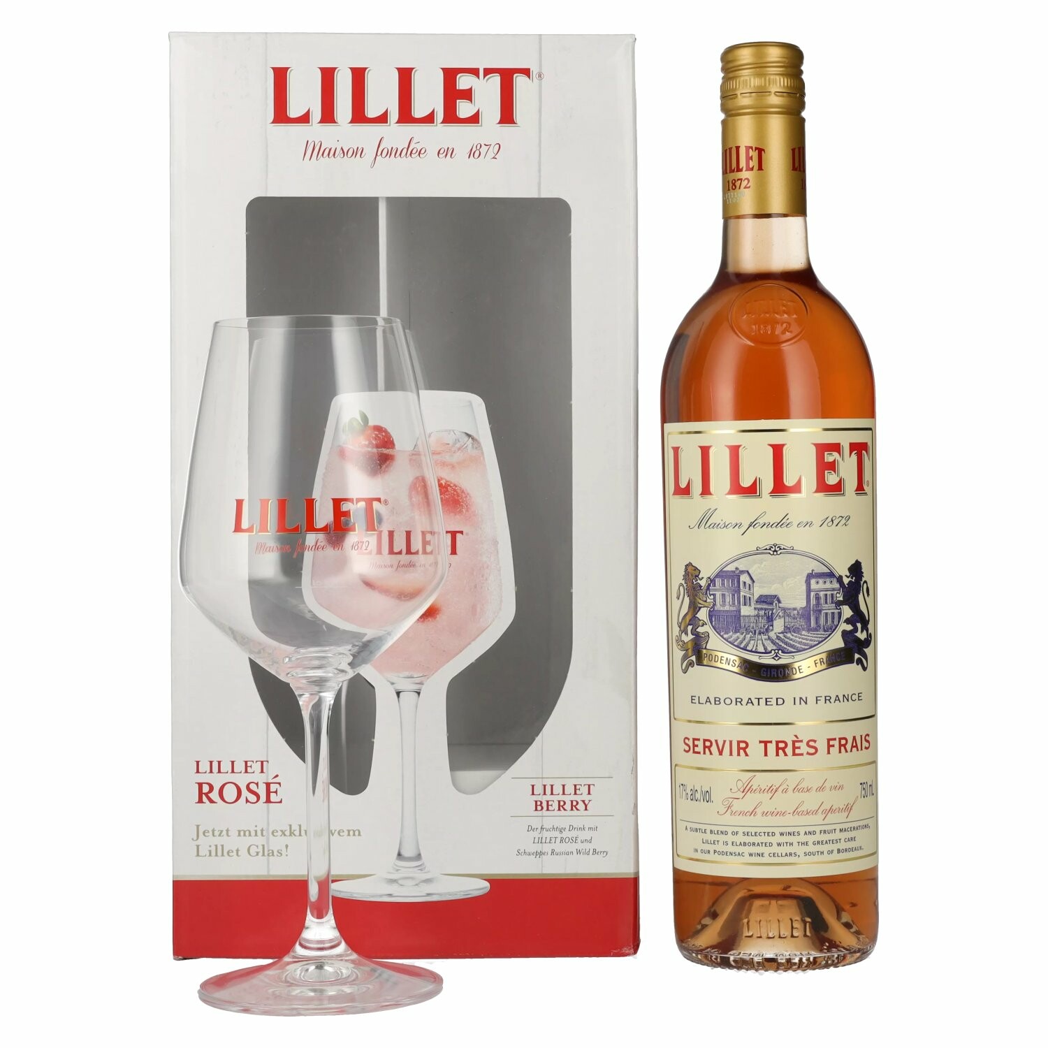 Lillet Rosé 17% Vol. 0,75l in Giftbox with glass