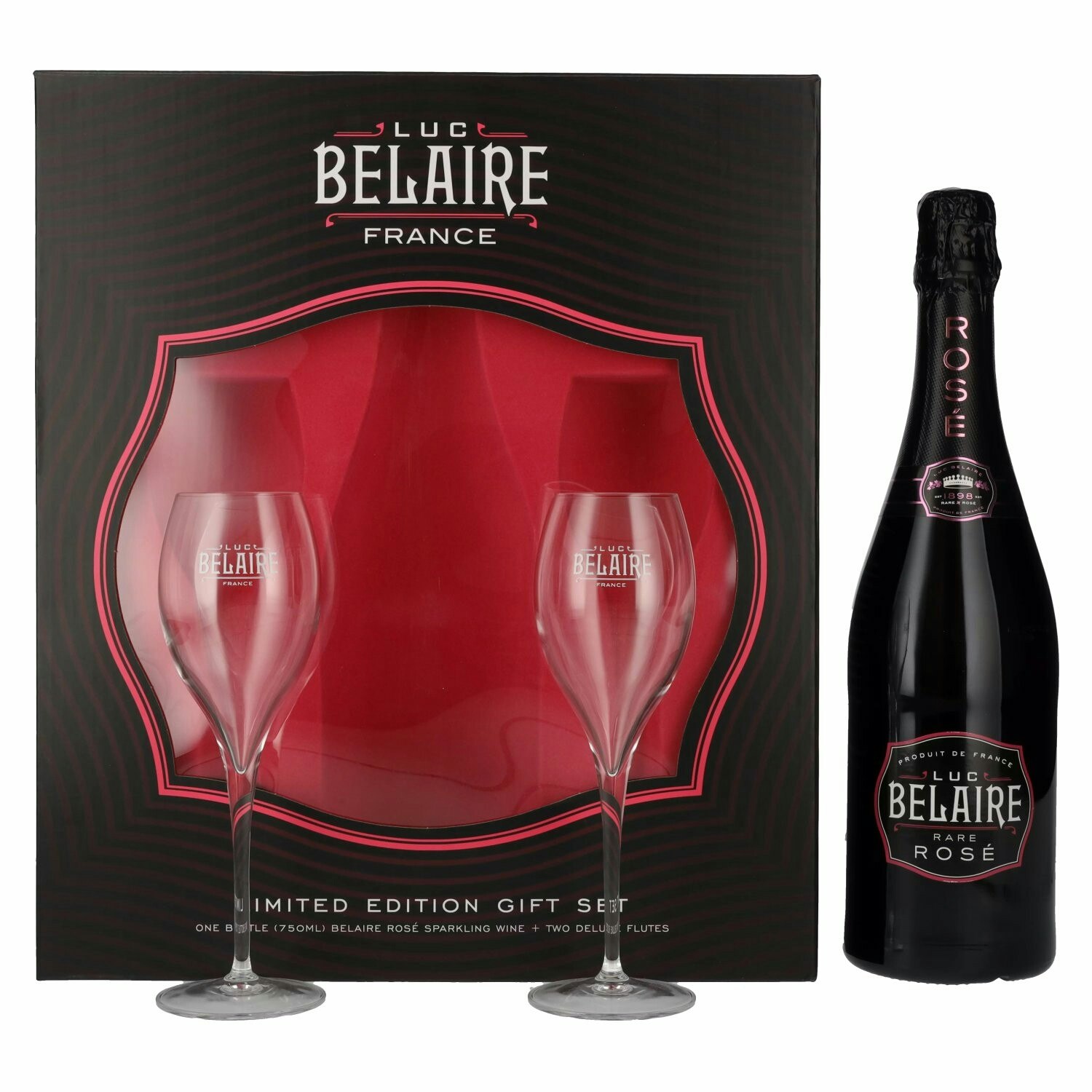 Luc Belaire Rare Rosé 12,5% Vol. 0,75l in Giftbox with 2 glasses