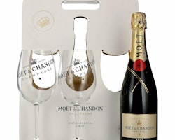 Moët & Chandon Champagne IMPÉRIAL Brut 12% Vol. 0,75l in Giftbox with 2 glasses klar