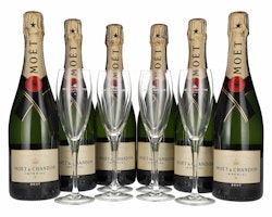 Moët & Chandon Champagne IMPÉRIAL Brut 12% Vol. 6x0,75l in Giftbox with 6 glasses