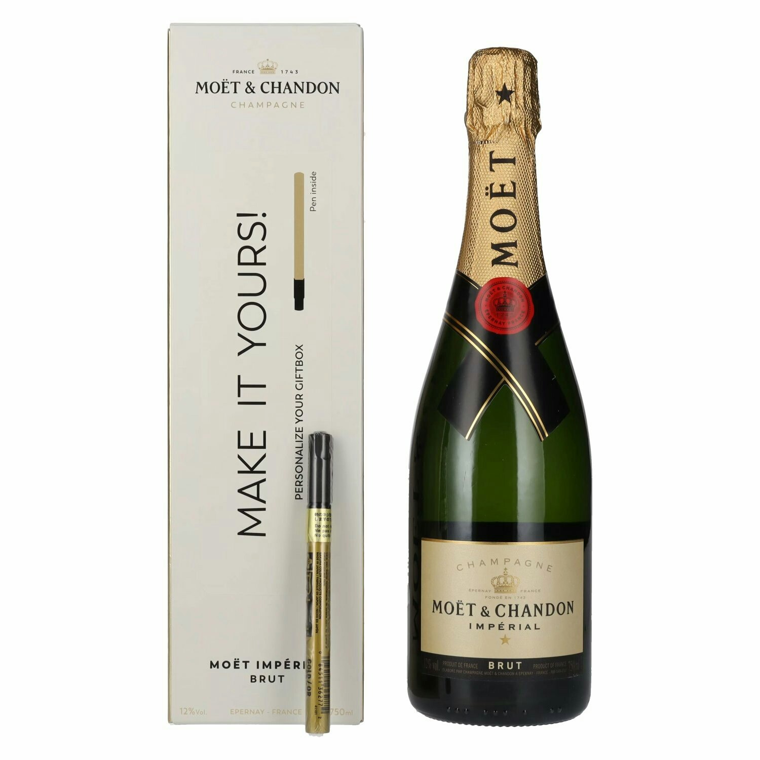 Moët & Chandon Champagne IMPÉRIAL Brut 12% Vol. 0,75l in Giftbox with Goldstift