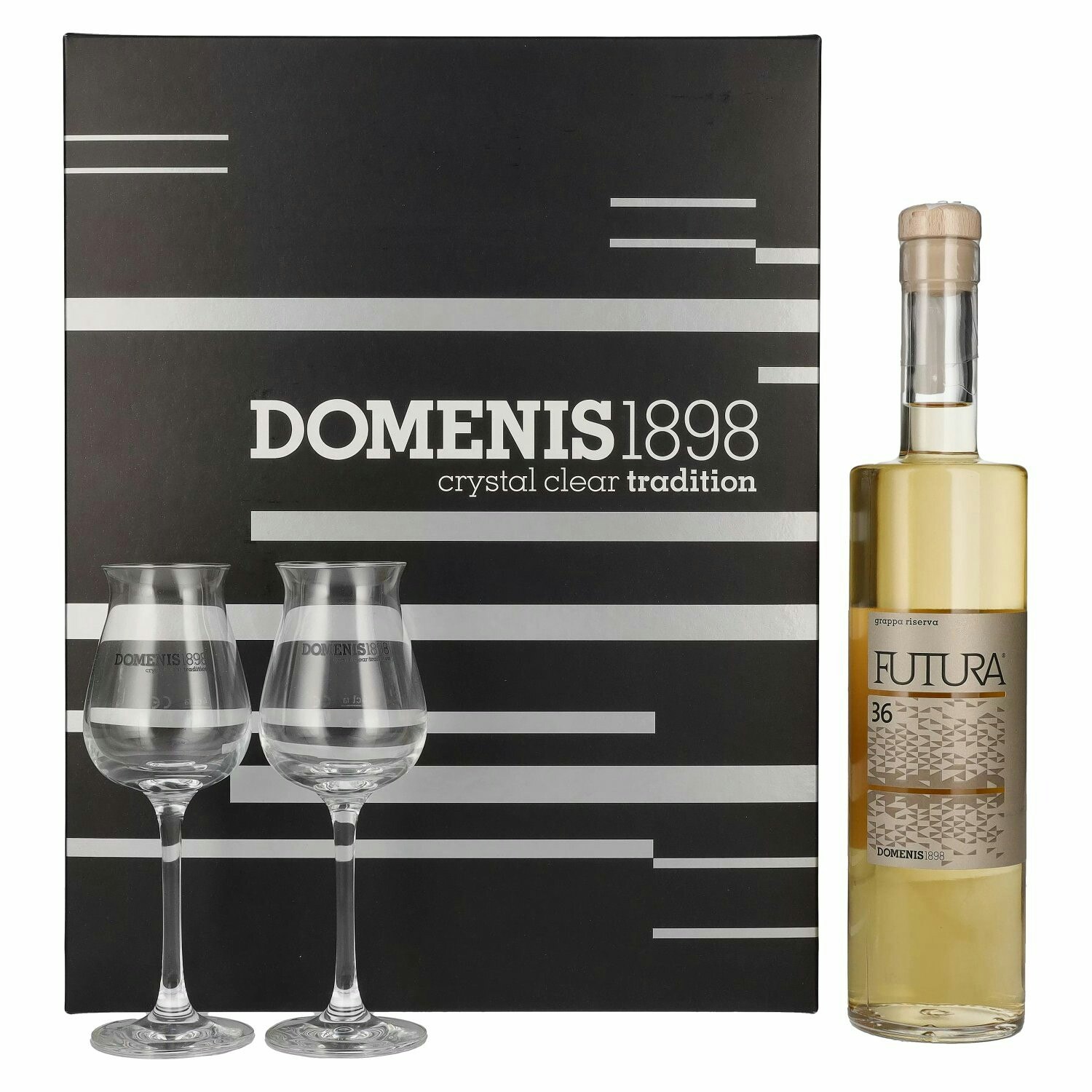 Domenis 1898 FUTURA 36 Grappa Riserva 40% Vol. 0,5l in Giftbox with 2 glasses