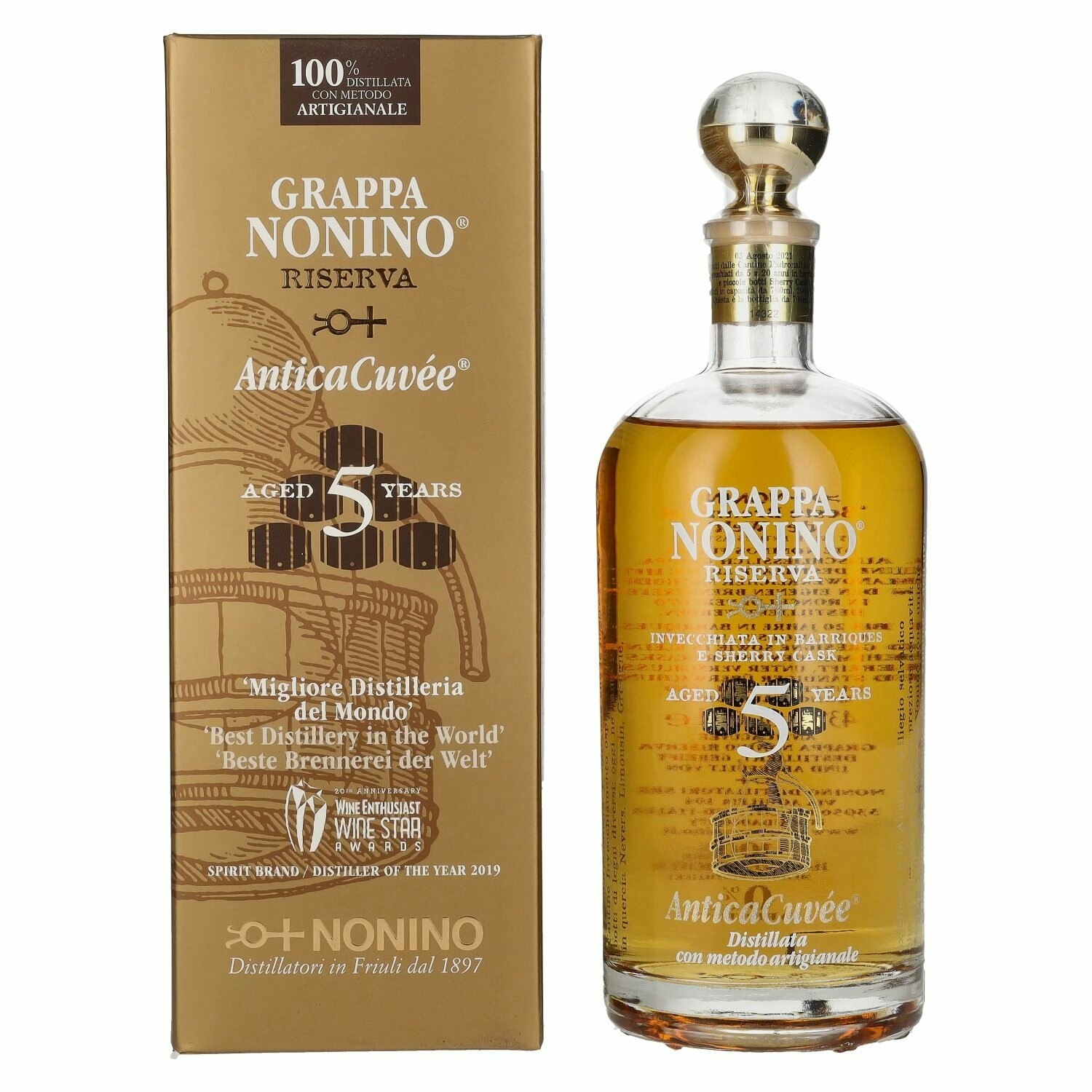 Nonino Grappa Riserva Antica Cuvée 5 Years Old 43% Vol. 0,7l in Giftbox