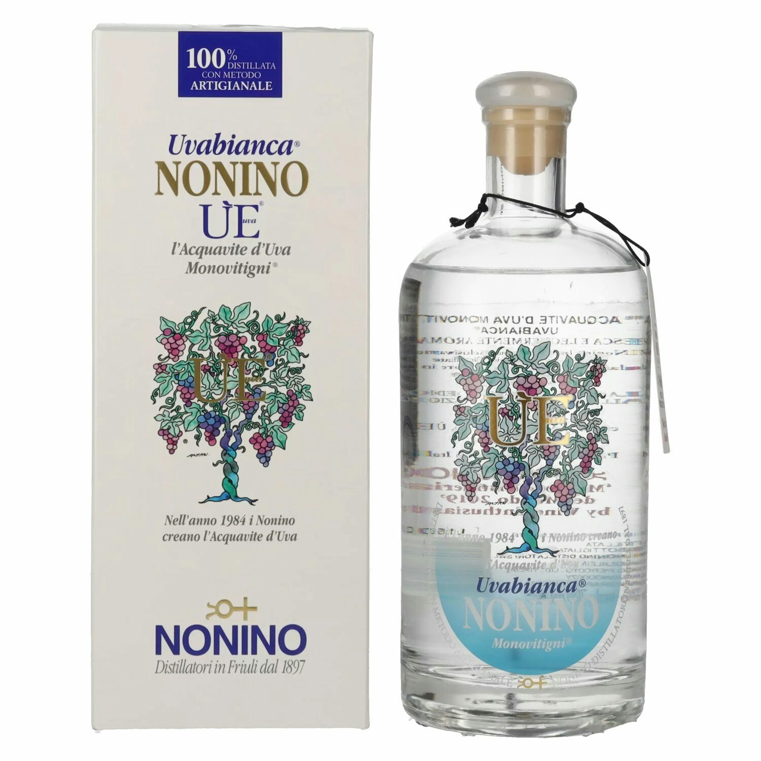 Nonino Grappa ÙE Monovitigni Uvabianca 38% Vol. 0,7l in Giftbox