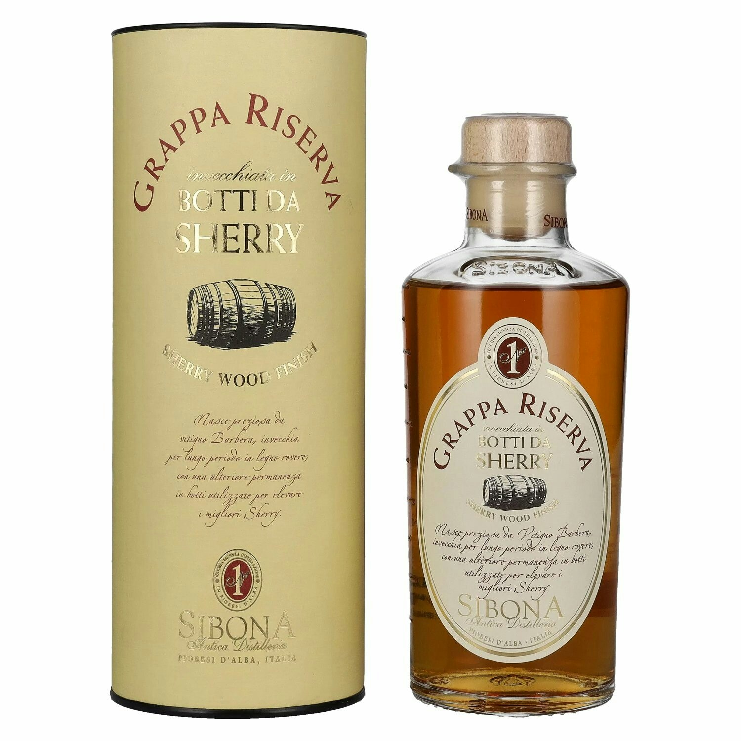 Sibona GRAPPA RISERVA botti da SHERRY 40% Vol. 0,5l in Giftbox
