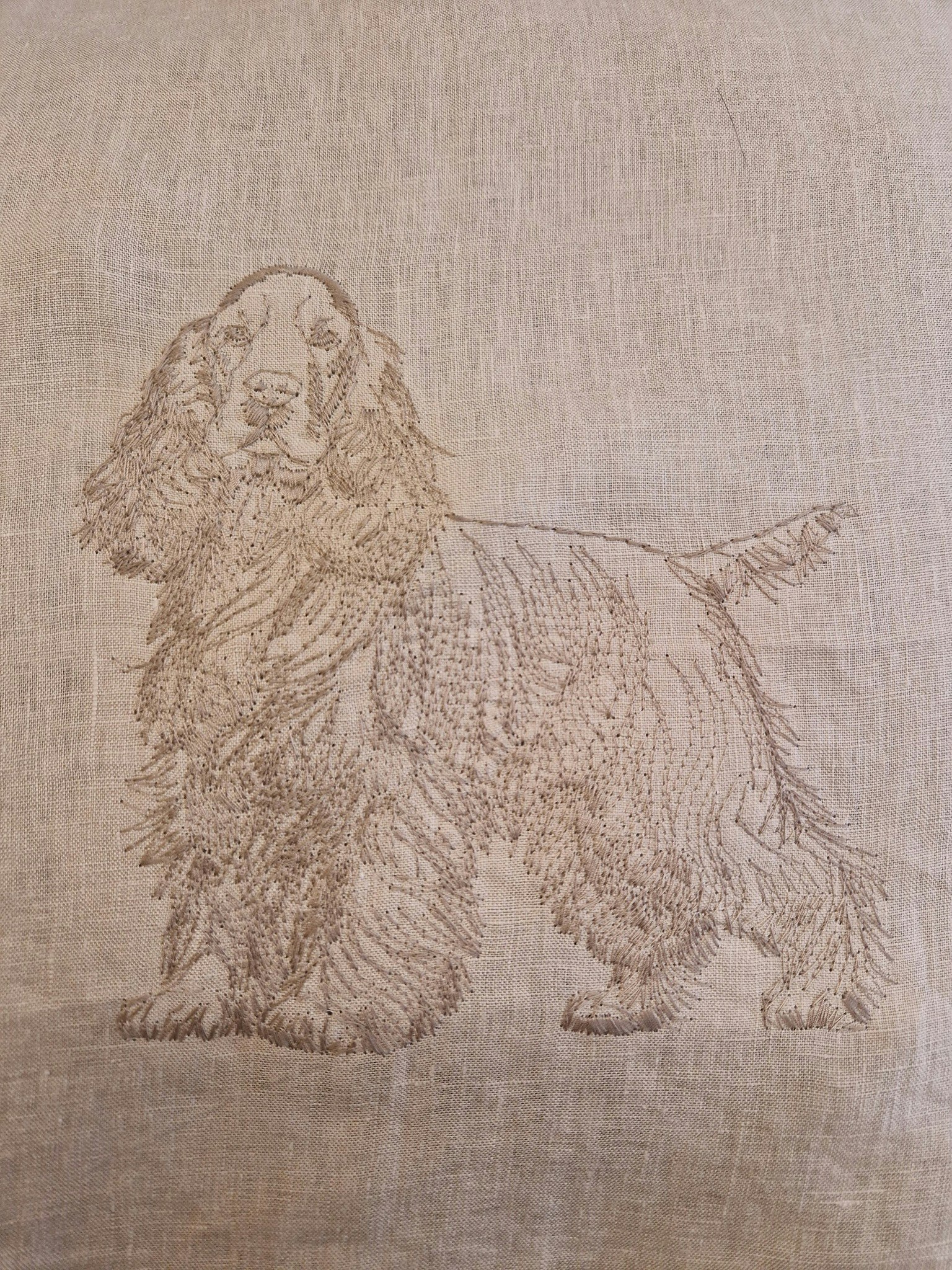 Putetrekk 50x50 cm 100%lin Cocker Spaniel beige