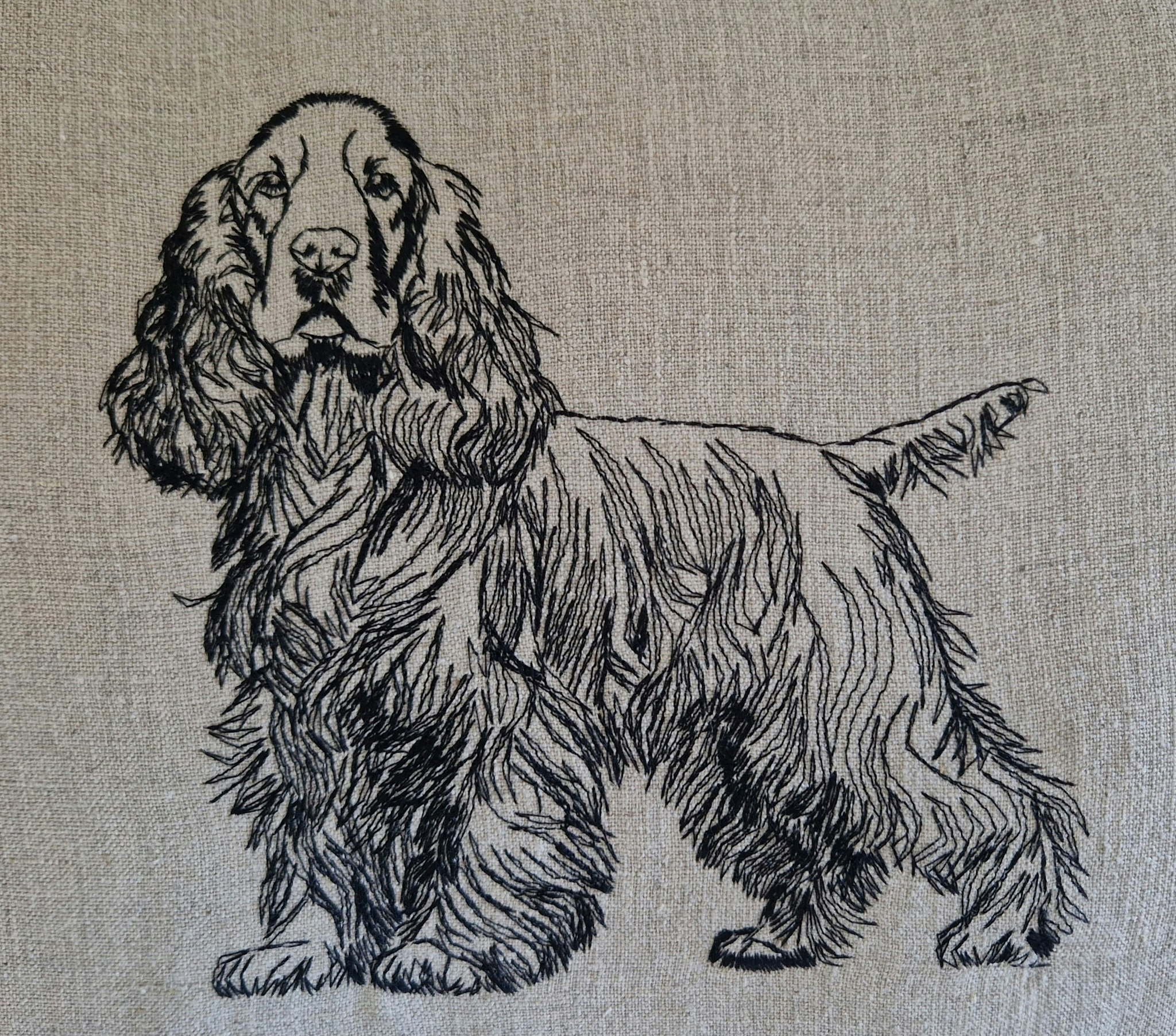 Putetrekk 35x50cm Lin med sort Cocker Spaniel