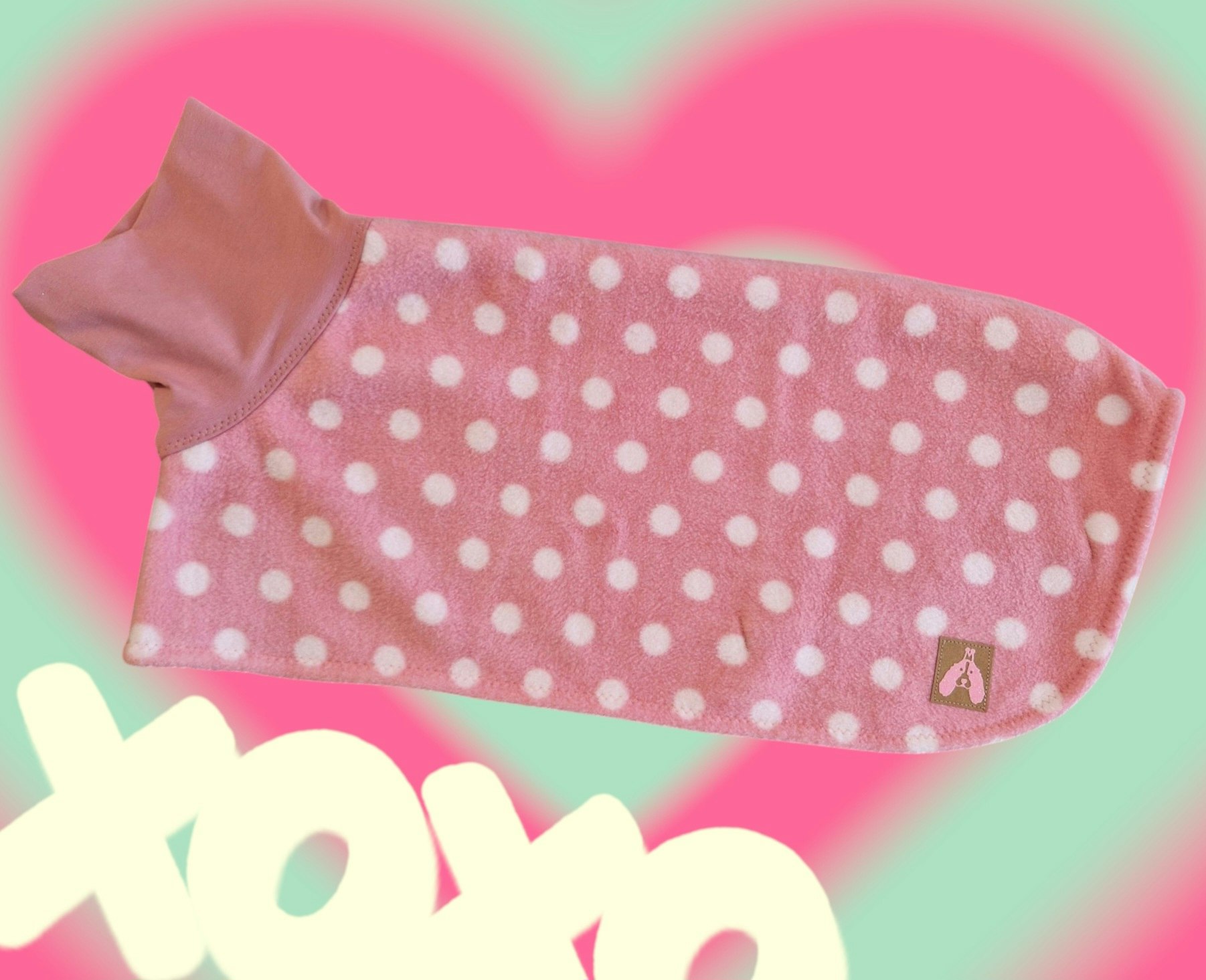 Fleece tørkedekken rosa m/prikker M