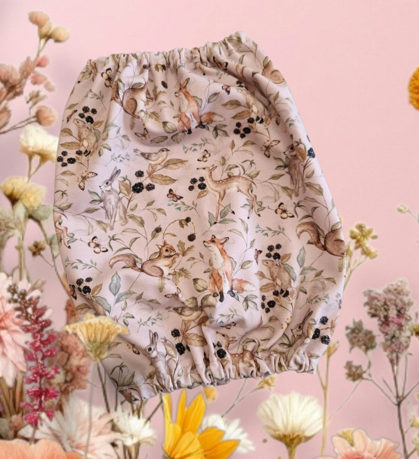 Fleece tørkedekken sett puderrosa m/dyreprint S
