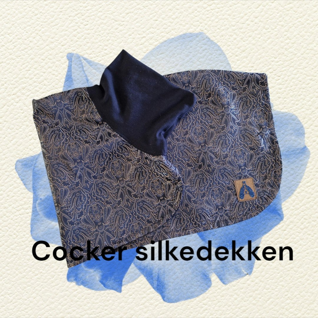 Silkedekken midnattsblå mønstret brokade L