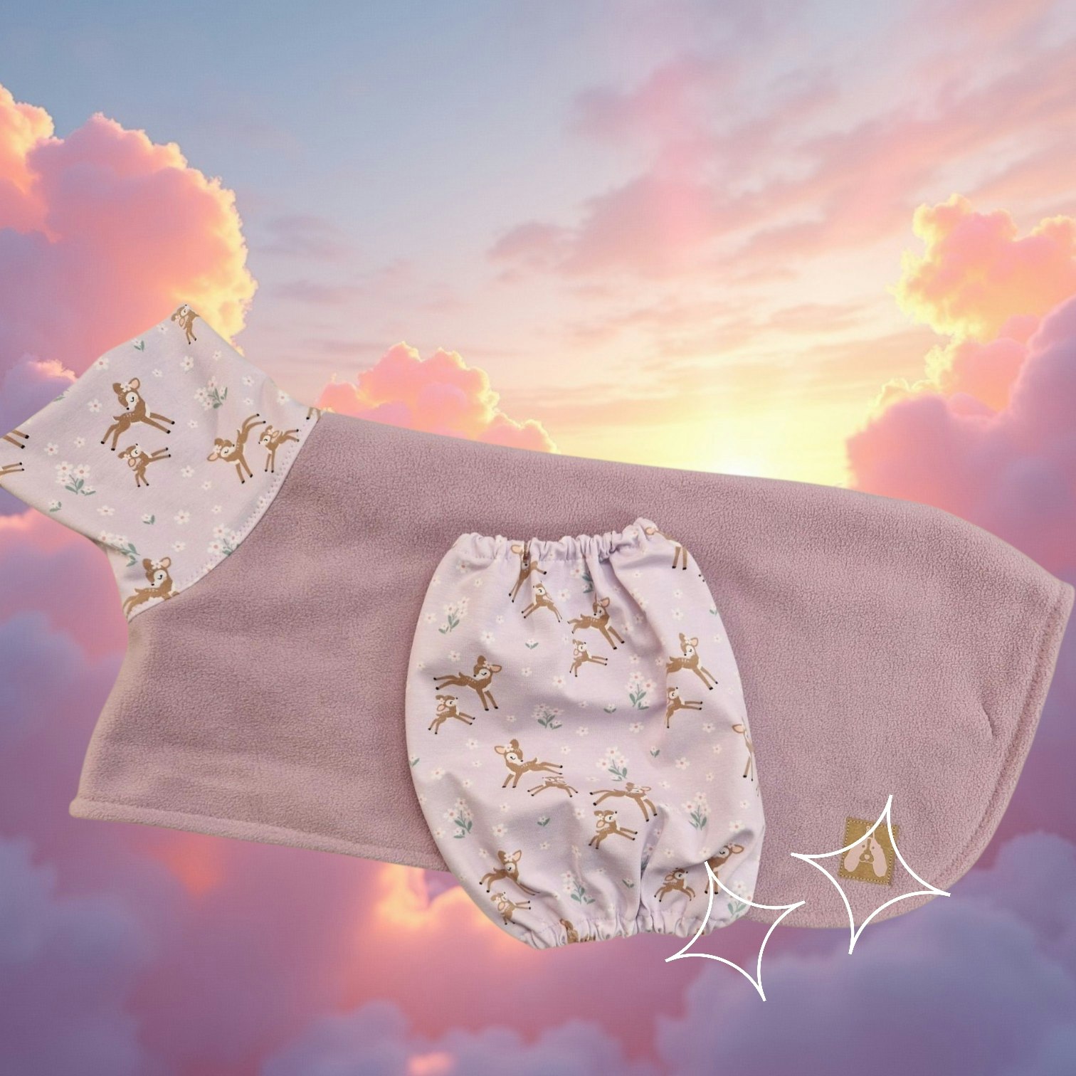 Fleece tørkedekken sett lys lilla m/Bambi M