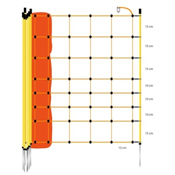 Fårnät Enkelspets Gallagher 90cm Gul stolpe, 50m