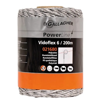 Eltråd Gallagher Vidoflex 6 PowerLine vit 200m