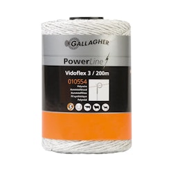 Eltråd Gallagher Vidoflex 3 PowerLine vit 200m