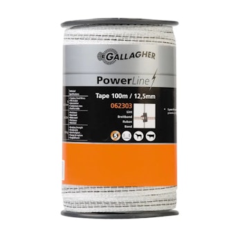 Elband Gallagher PowerLine 12,5mm vit, 100m