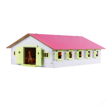 Häststall med 9 boxar Kids Globe Pink, 1:32