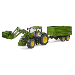 BRUDER John Deere 7R 350 med lastare, släp, 1:16