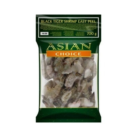 Frozen Asian Choice Black Tiger Shrimp (Head Less Shell On) (Easy Peel) (16/20) 700g