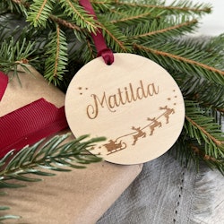 Julpynt med namn- Tomte med renar