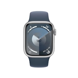 Apple Watch Series 9 GPS 45mm Aluminiumboett med Stormblå Sportband S/M