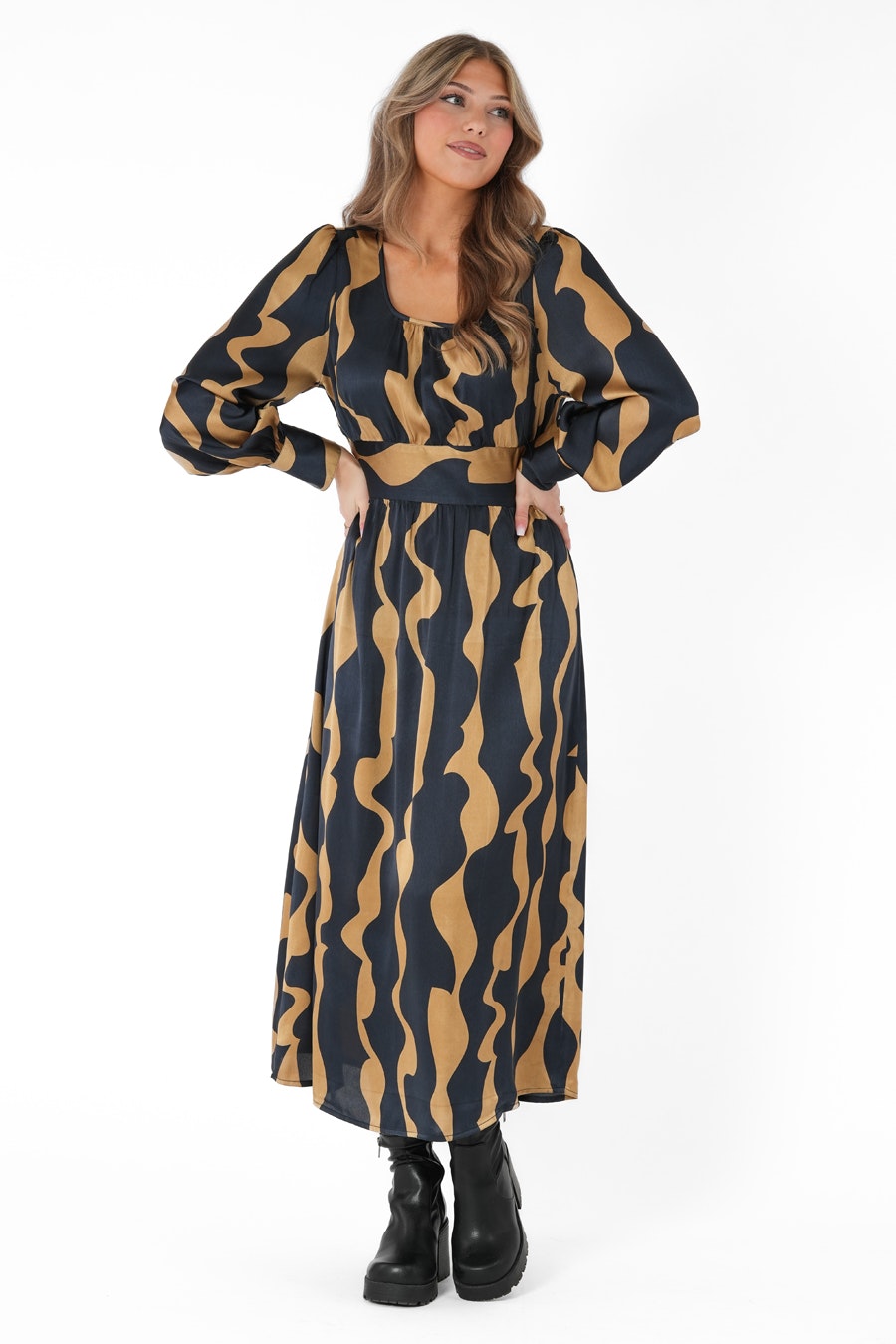 CAPRI COLLECTION - Bethany Dress Midnight Blue/Amber Gold