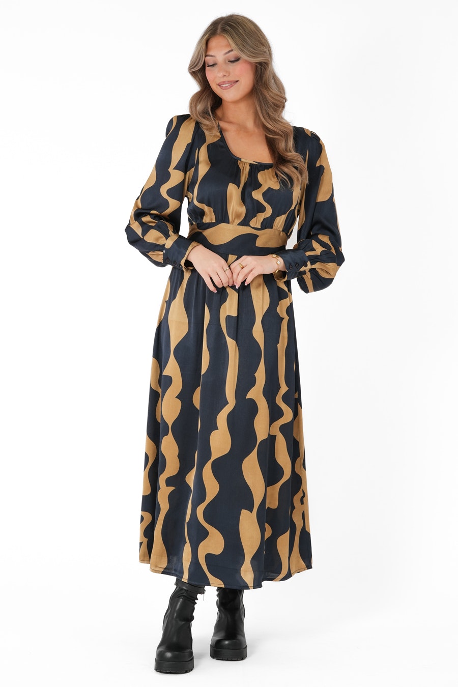 CAPRI COLLECTION - Bethany Dress Midnight Blue/Amber Gold