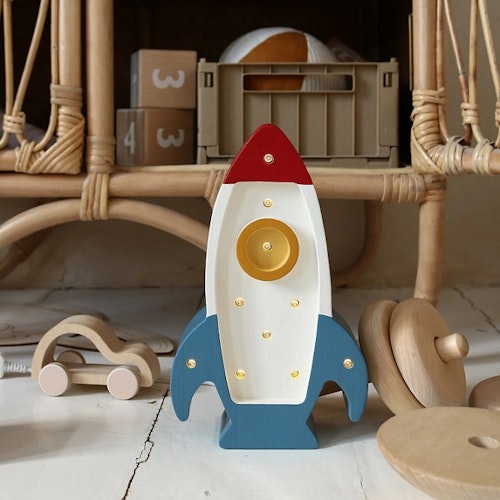 Little Lights, Nattlampe til barnerommet, Romrakett mini Hvit/Blå/Gul