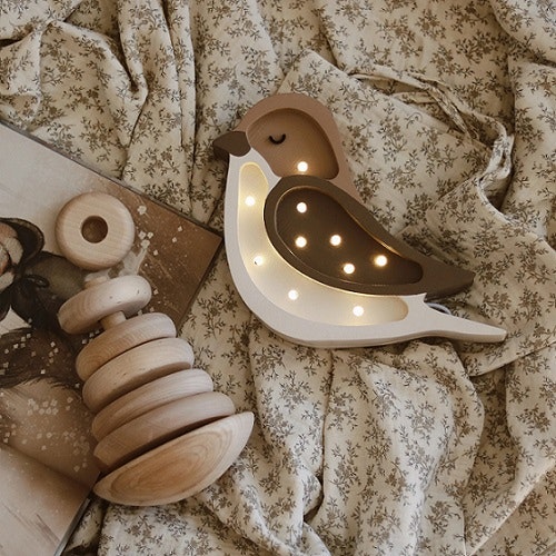 Little Lights, Nattlampe til barnerommet, Liten fugl coffeee beige