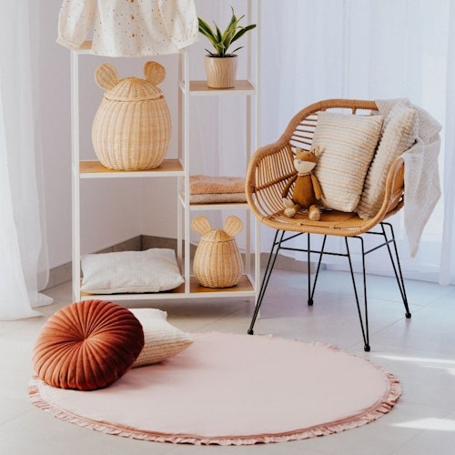 Babylove, rund lekematte med volanger 120 cm, rosa