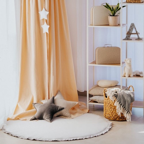 Babylove, rund lekematte med volanger 120 cm, grå