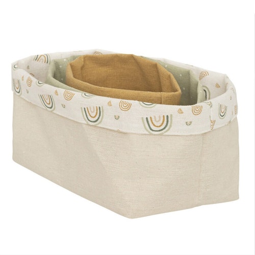 Oppbevaringskurv i stoff Rainbow, 3-pack