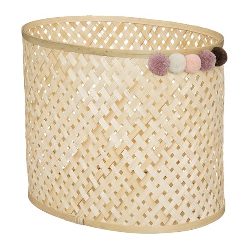 Oppbevaringskurv med pompom bambus, 3-pack