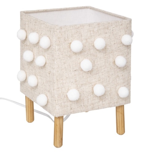 Bordlampe med pompom lin, natur