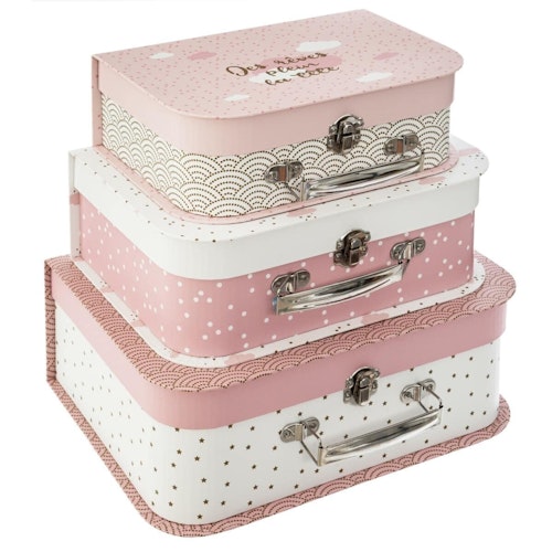 Oppbevaringsbokser koffert sweetness, 3-pack