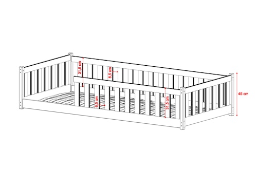 Stor juniorseng Mira 140x200 cm, grå