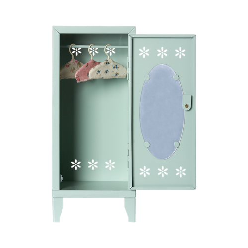 Maileg, Skap (garderobe) med 3 kleshengere, postfrisk
